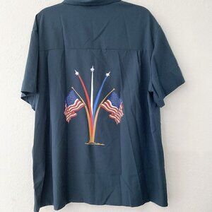 NEW CHICYEA USA FLAG BIG MEN’S CAMP SHIRT 3XL